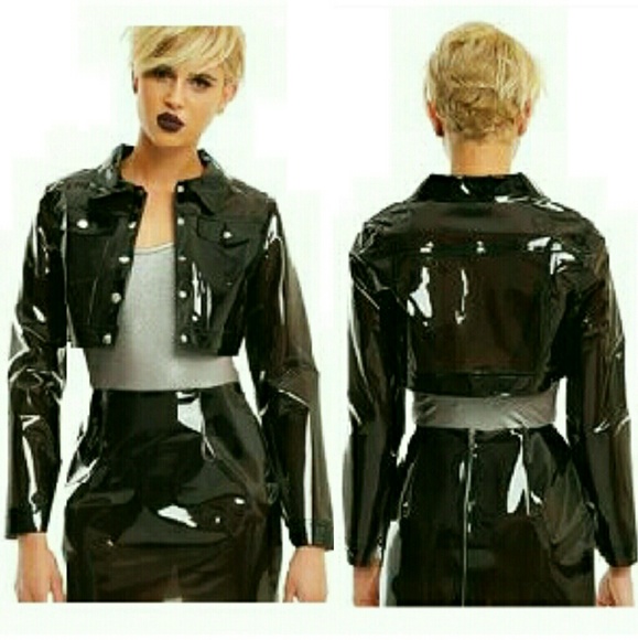 pvc cropped jacket